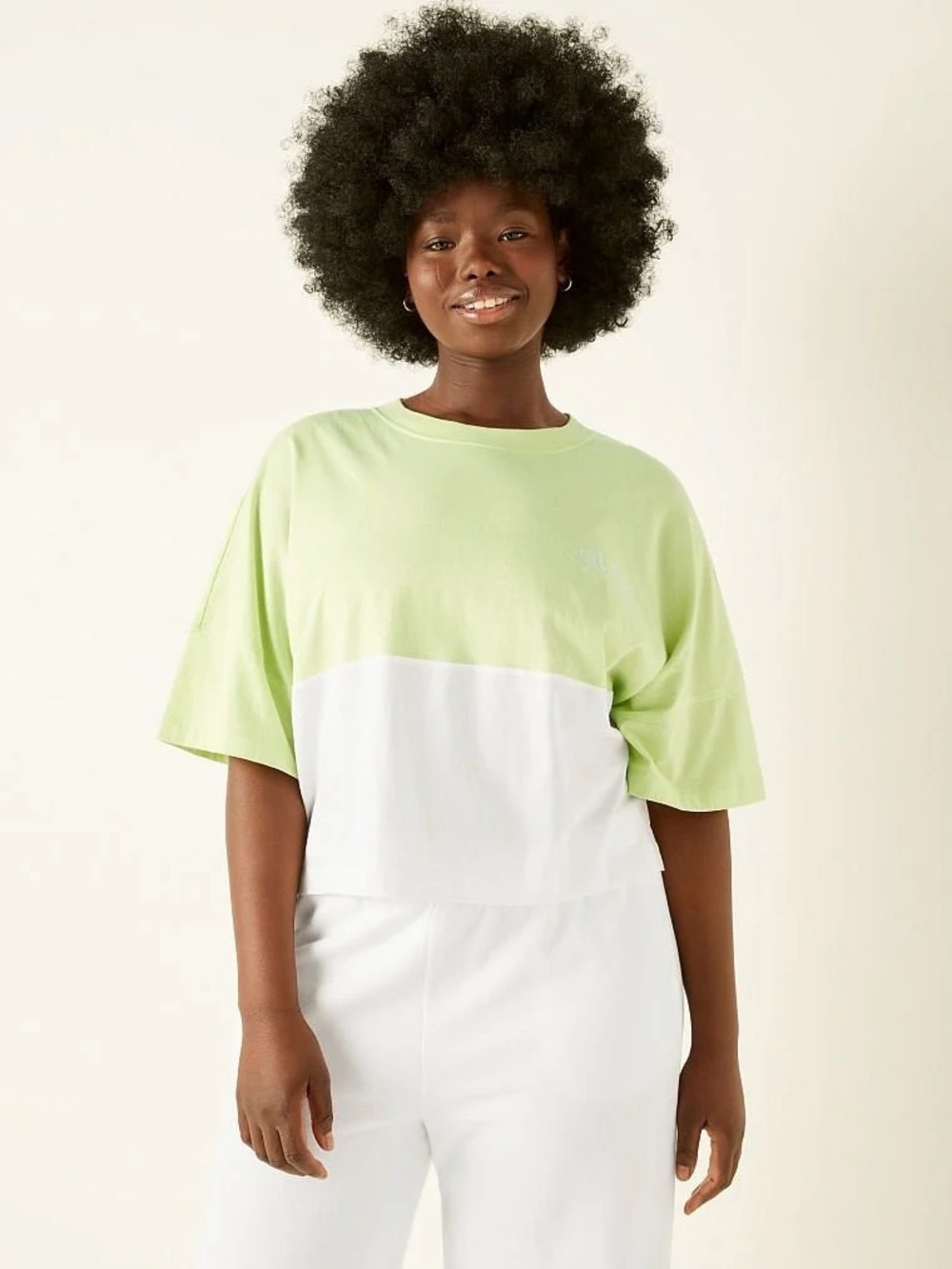 NWT PINK Crop Colorblock Tee Size M